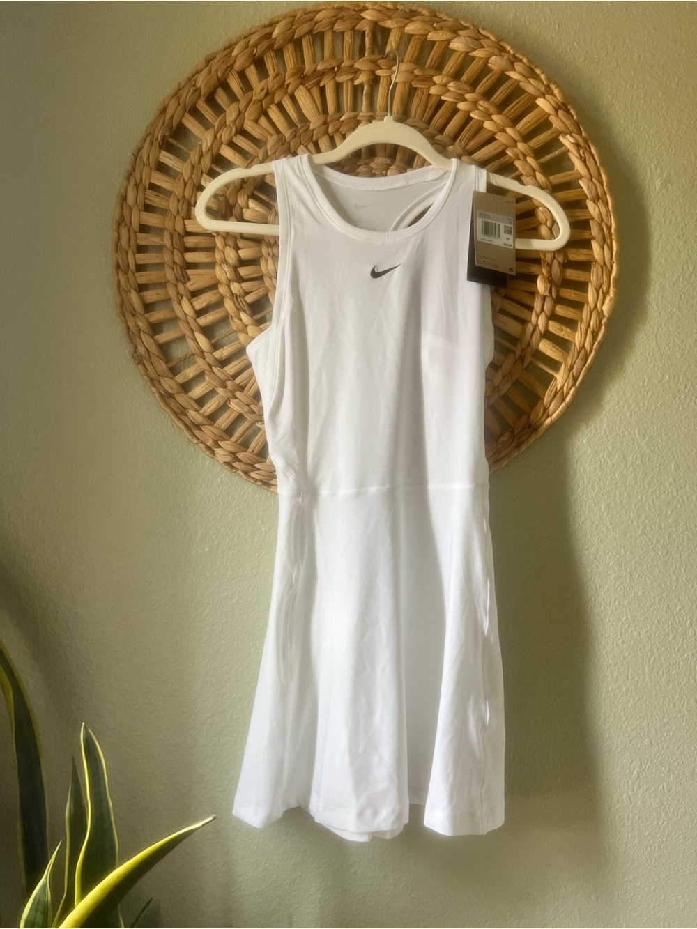 Nike White Sleeveless Mini Dress with Black Swoosh